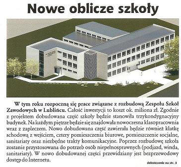 O rozbudowie naszej szko�y - artyku� -   Ziemia Lubliniecka - nr 1 /2012 str. 1